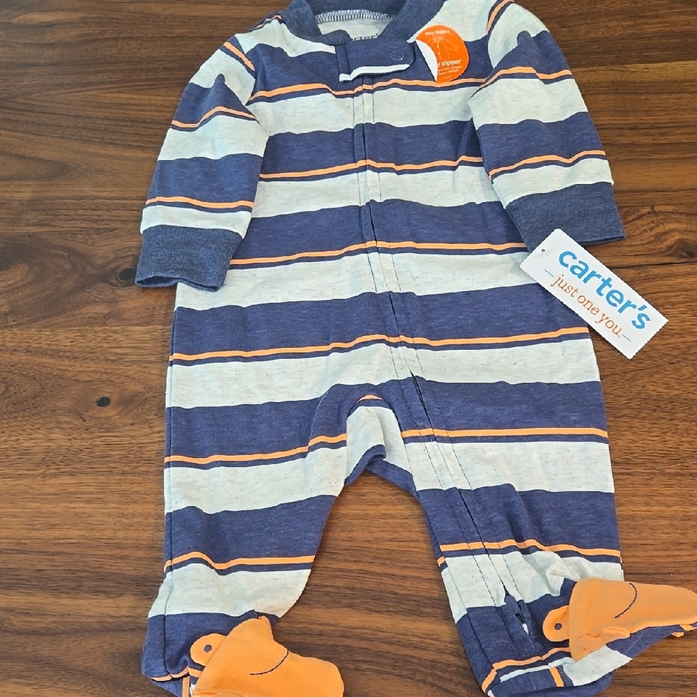 Carter's Cozy Blue and Orange Footie One Piece